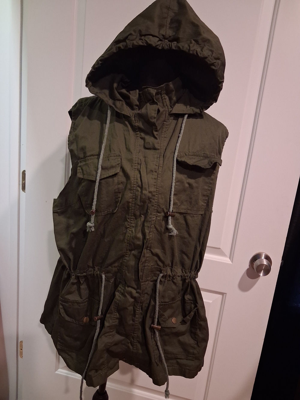 Women's Hooded Utility Vest - Olive Green